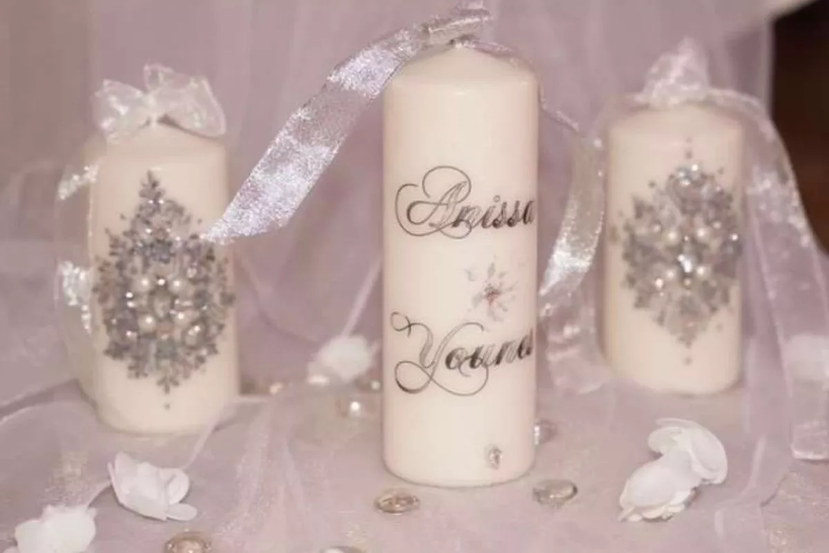 Lot de 3 bougies personnalisées Mariée