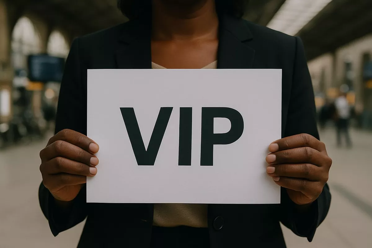 Accueil VTC VIP avec pancarte en gare ou aéroport