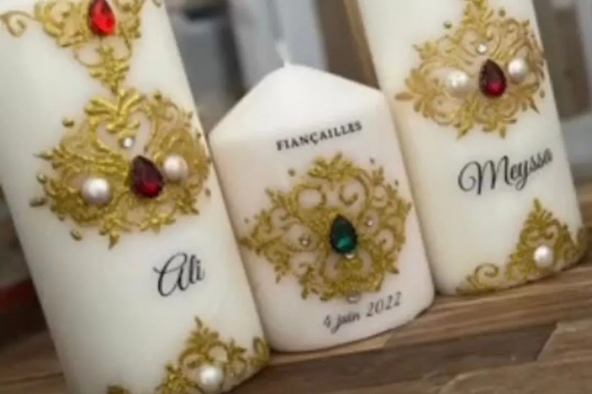 Lot de 3 bougies personnalisées Mariée