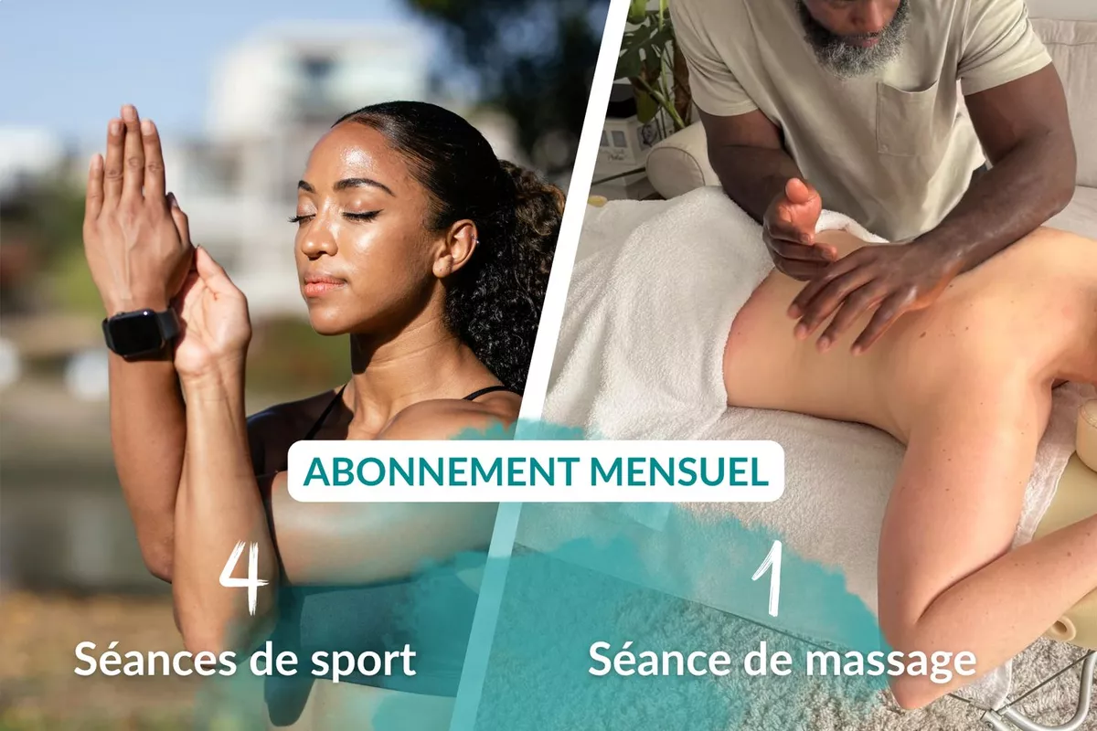 Carte d'abonnement Sport + Massages : 4 séances de sport par mois + 1 massage