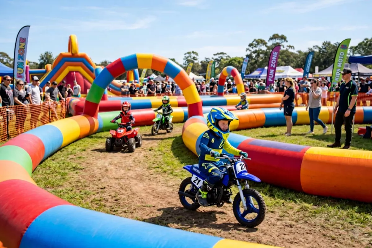 Animation avec Structure gonflable d’initiation Moto & Draisienne élécrtique — journée