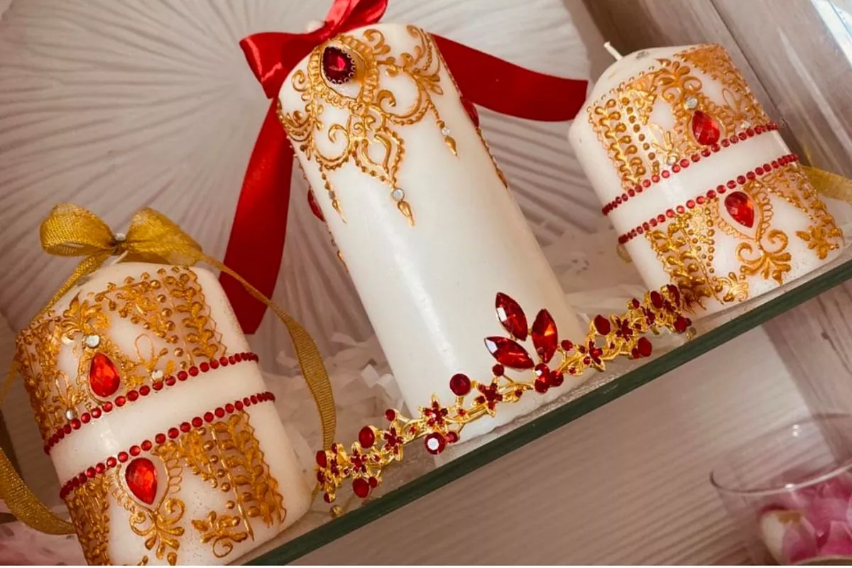 Lot de 3 bougies personnalisées Mariée