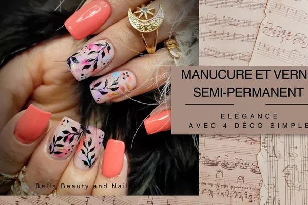 Manucure + semi permanent Élégance (4 ongles avec déco simple)