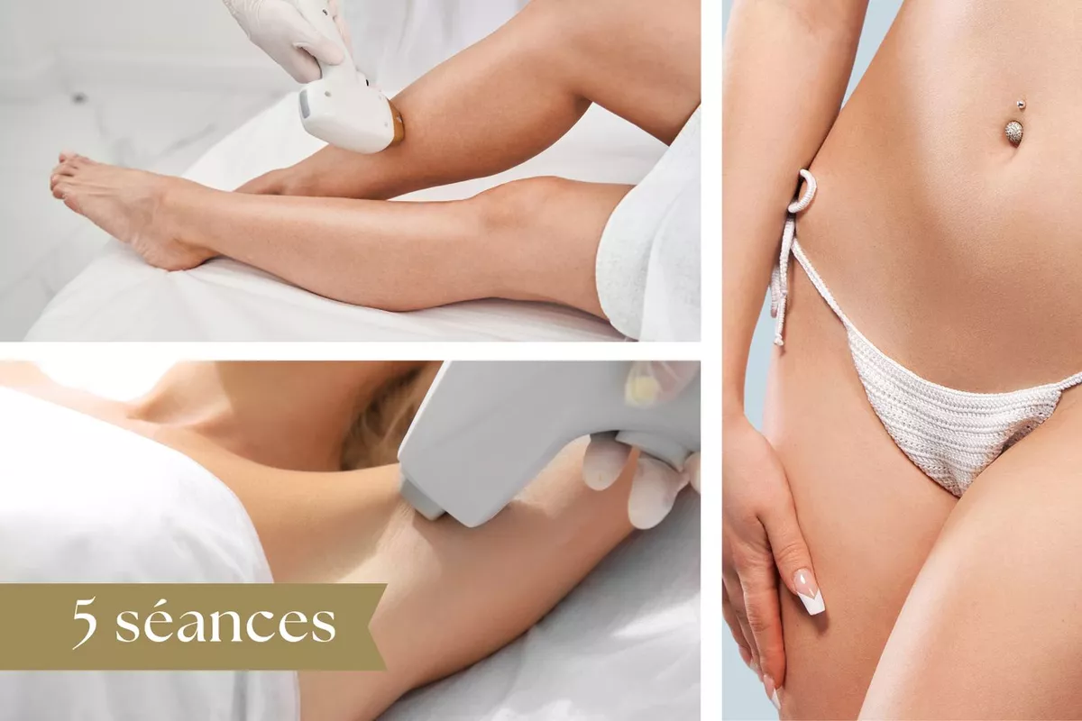 Forfait Épilation Laser 5 séances : Demi Jambes + Maillot intégral + Aisselles