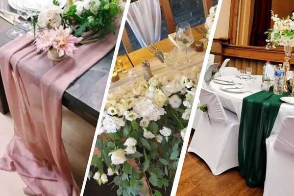 Location Chemin de table en mousseline (couleur rose, blanc ou vert)