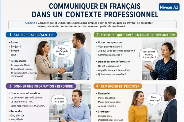 FLE : COMMUNIQUER EN FRANÇAIS DANS UN CONTEXTE PROFESSIONNEL  Niveau A2