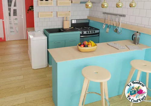 Cuisine Colorée & Conviviale – Aménagement Intérieur Moderne