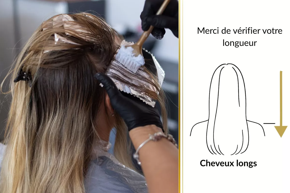 Couleur tête entière avec brushing inclus - Cheveux longs