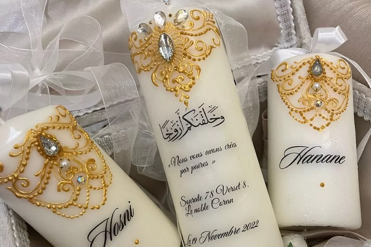 Lot de 3 bougies personnalisées Mariée