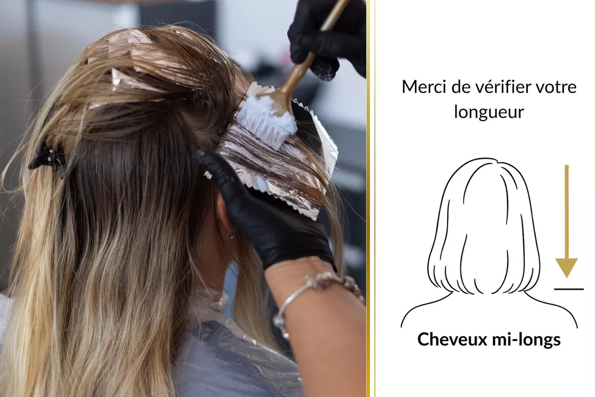 Couleur tête entière avec brushing inclus - Cheveux mi-longs