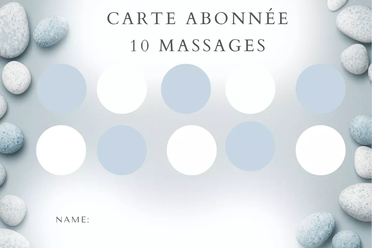 Carte Abonnement 10 massages au choix d'1H