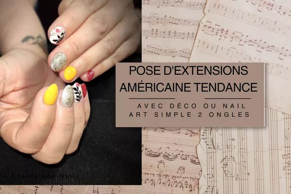 Pose américaine complète small/medium Tendance (2 ongles avec déco simple)